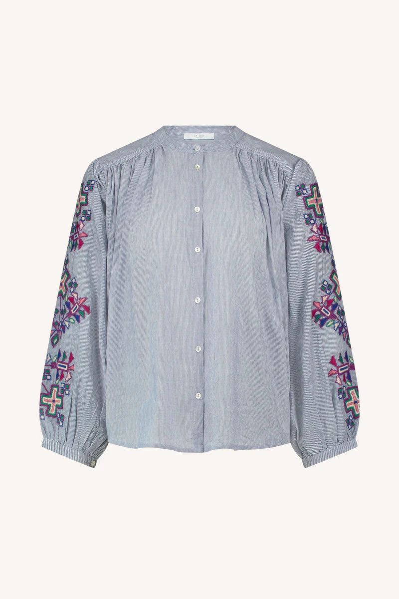 becky pinstripe blouse 813 indi grey
