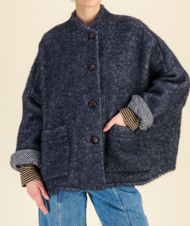 VESTE OVERSIZE ALPAGA TANITA BLEUE