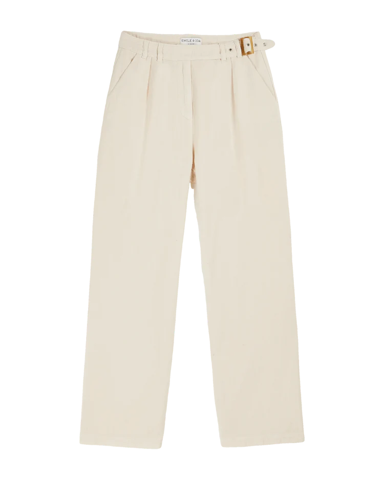 PANTALON CEINTURE IDA-BOLIDE CREME