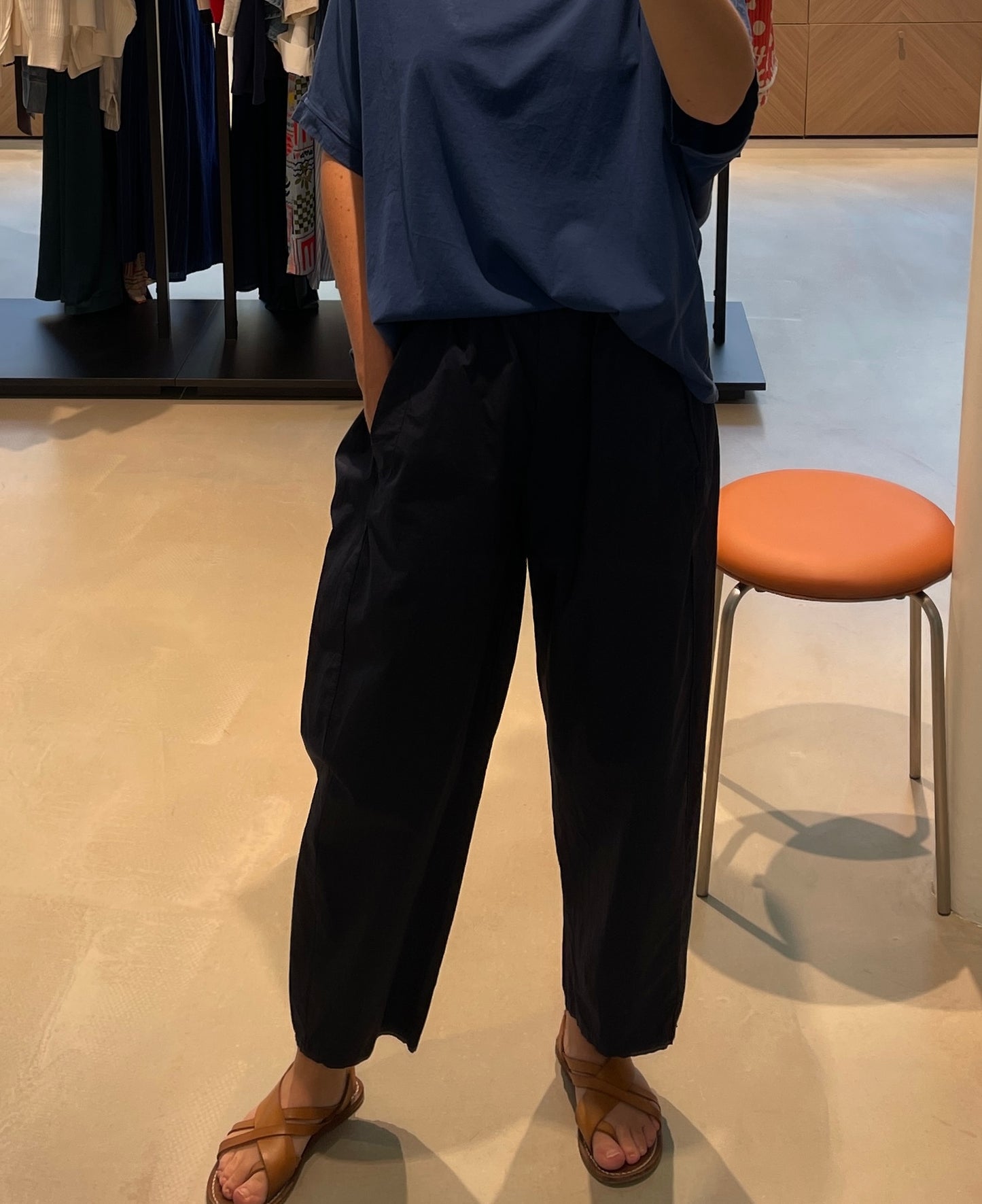 PANTALON COTON UNI MARINE