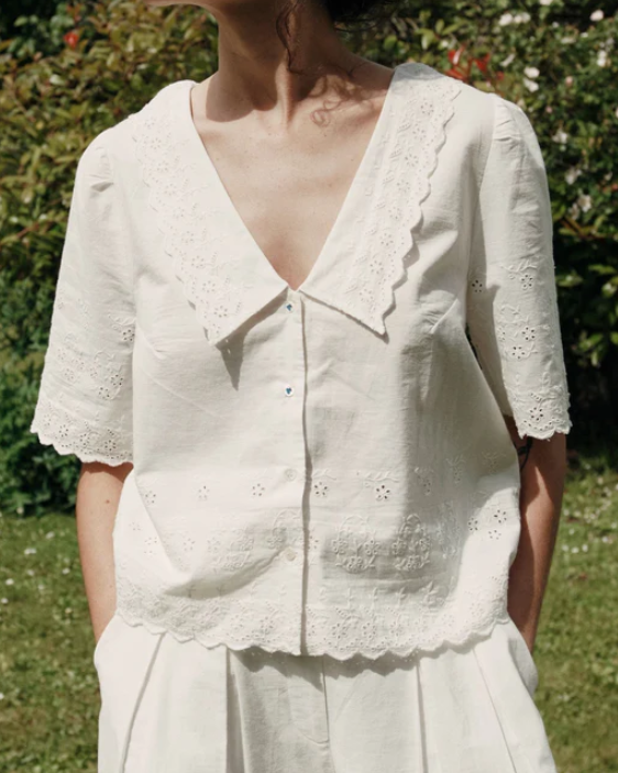 BLOUSE BRODERIE ANGLAISE IDA-BABETTE BLANC