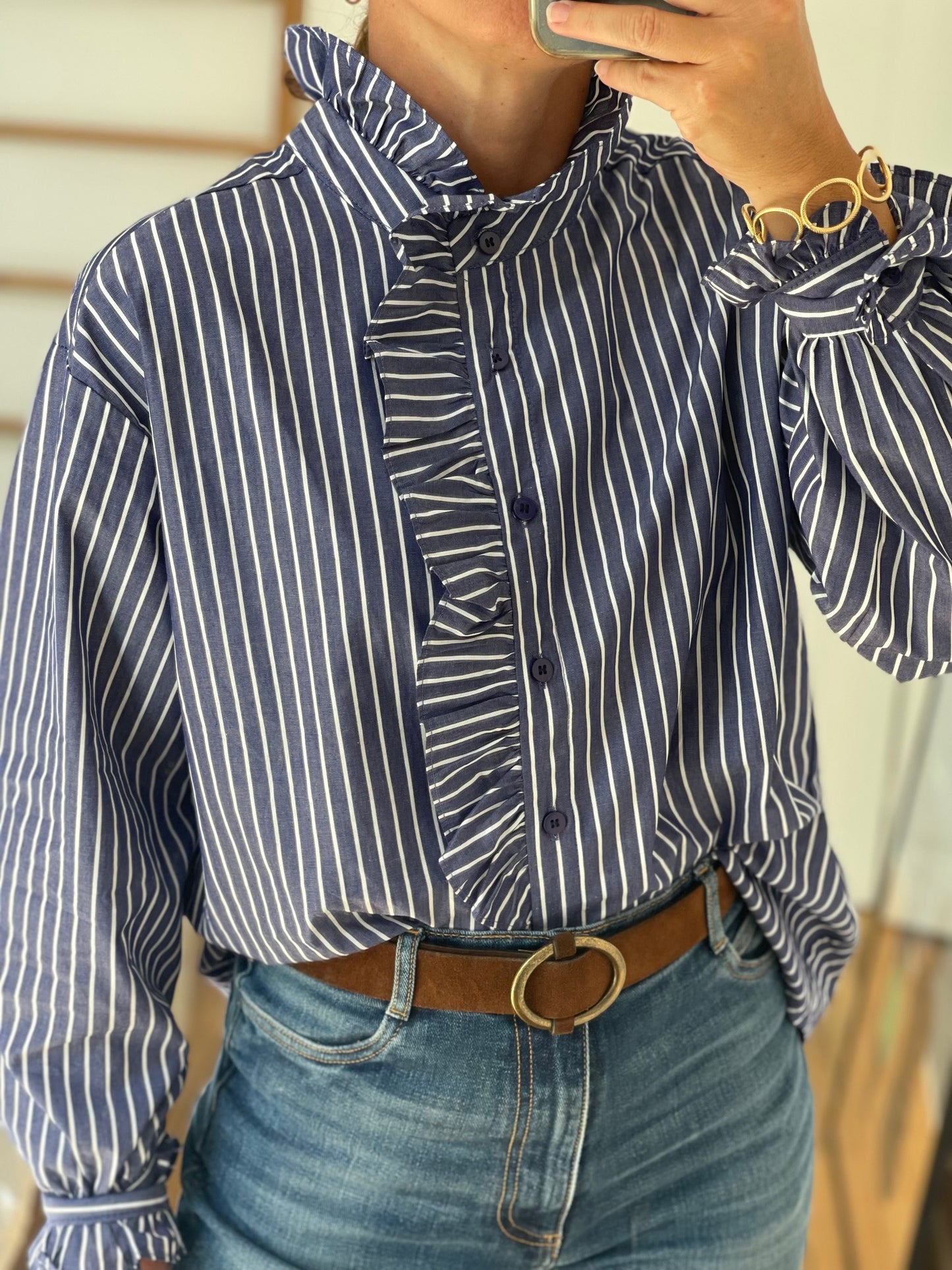 CHEMISE 521008 RAYEE BLEU/BLANC