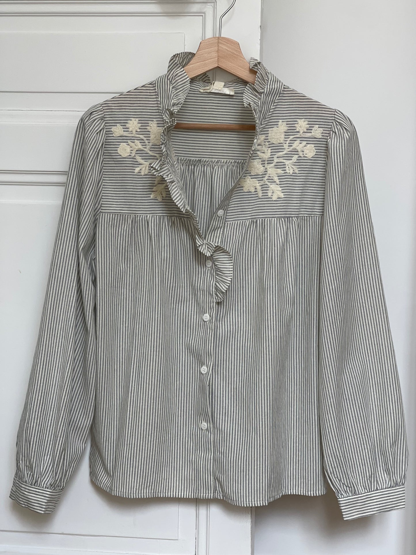 CHEMISE 521080 RAYE BLEU BRODERIE