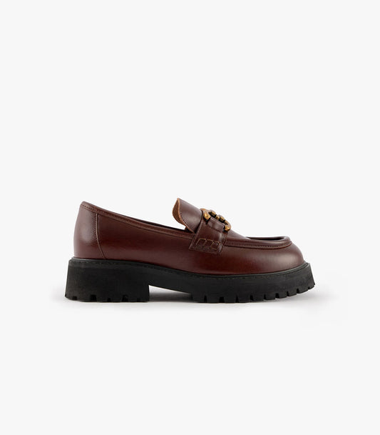 MOCASSINS NAOMY CUIR GLACE WHISKY