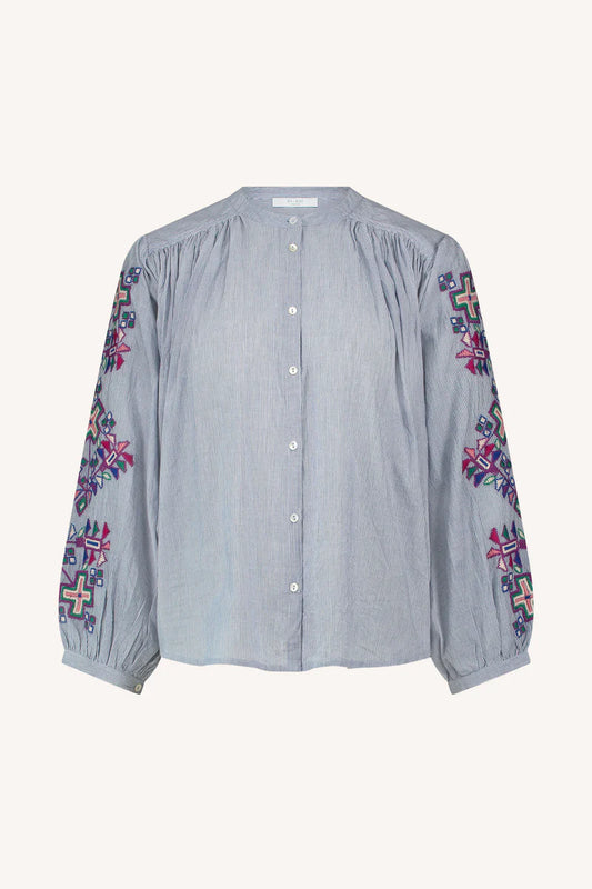 becky pinstripe blouse 813 indi grey