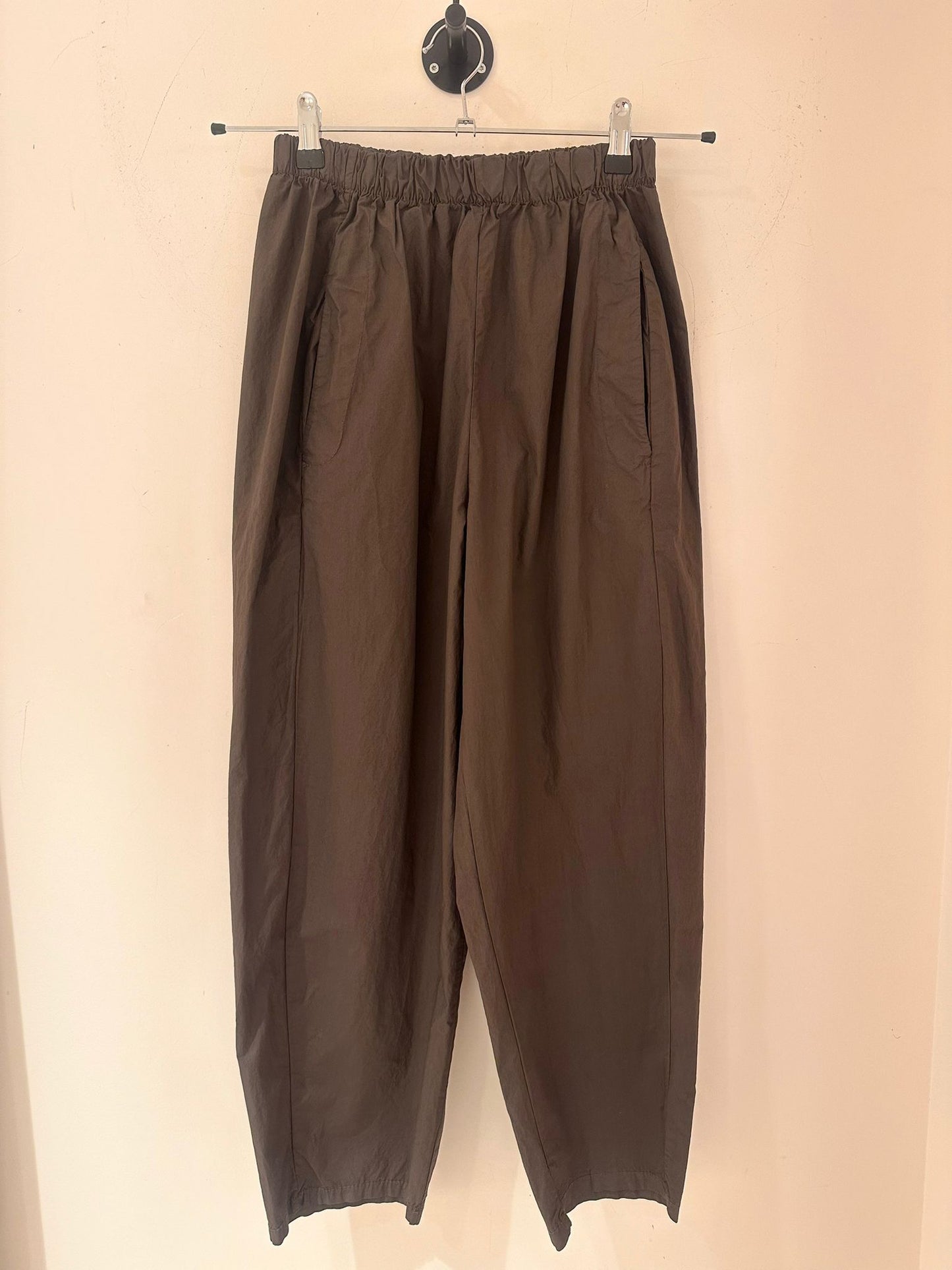PANTALON COTON UNI MARRON