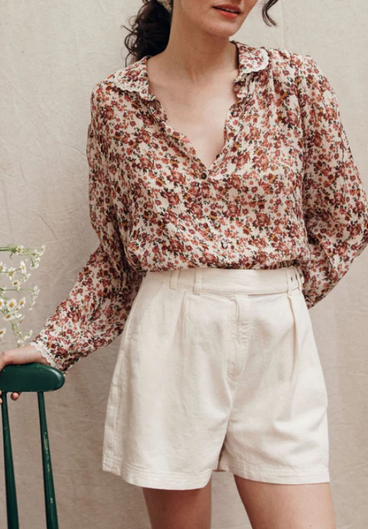 BLOUSE IMPRIMEE IDA-BEA MYOSOTIS ROSE