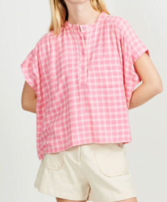 BLOUSE FEMME CARREAUX E25WB14 ROSE
