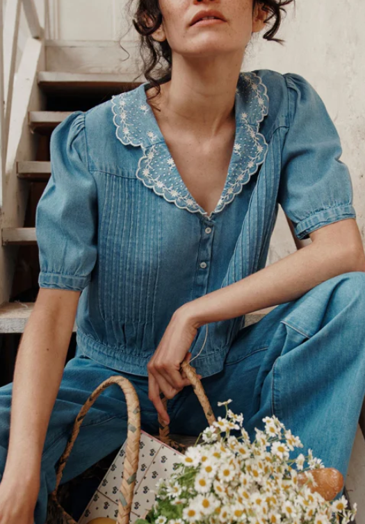 BLOUSE DENIM CROP IDA-BOLERO DENIM LIGHT