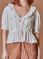 BLOUSE VINTAGE VOLANT BRODE IDA-DAMOISEAU CREME