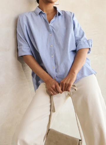 BLOUSE NOREL PIN STRIPE 813 INDI GREY