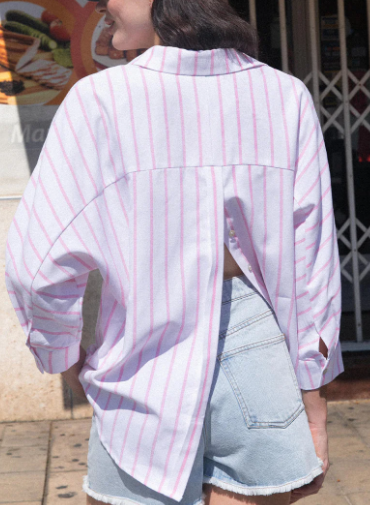 CHEMISE CALLY RAYURES ROSE
