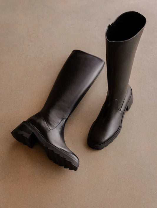 BOTTE ENORA CUIR NOIR