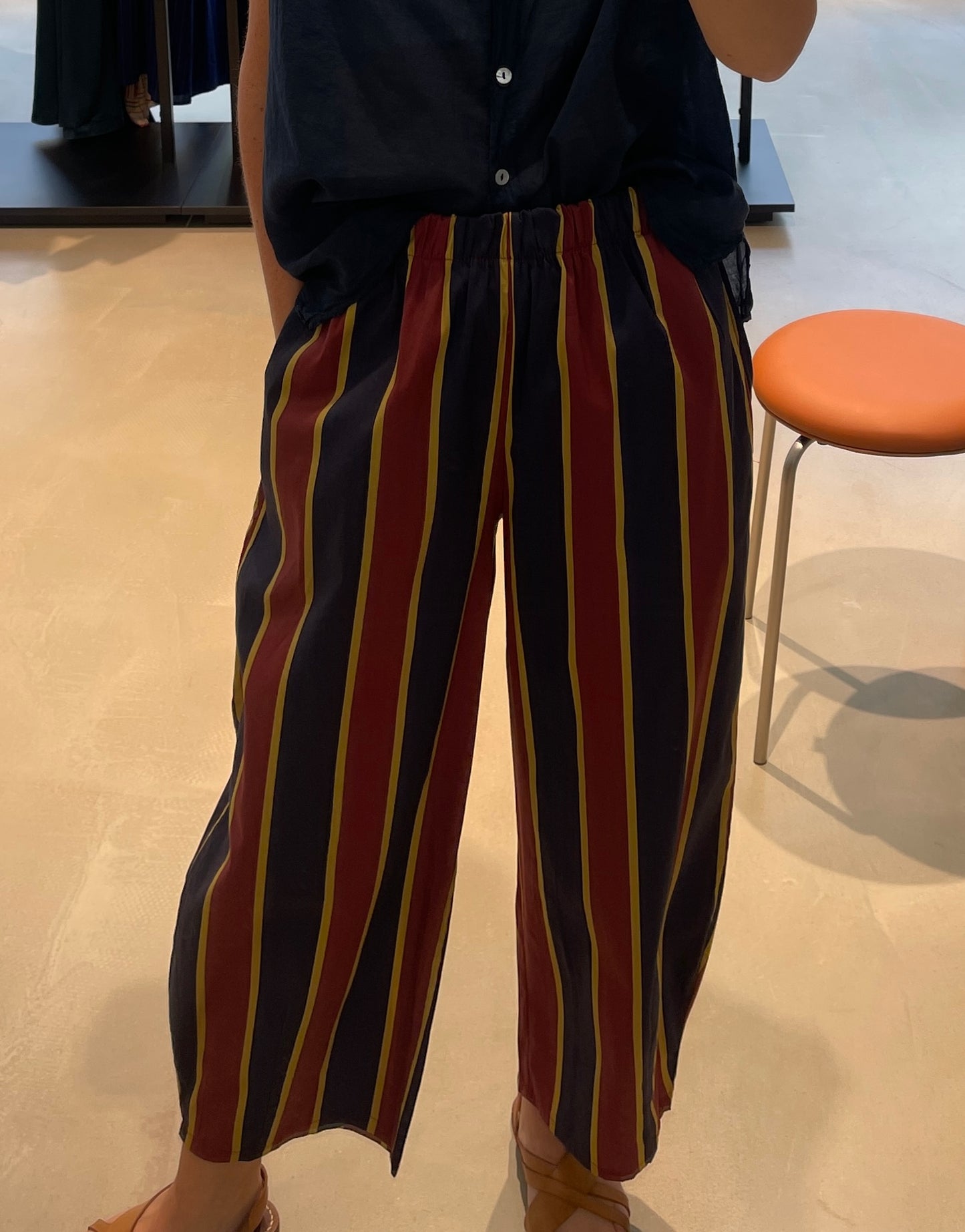 PANTALON RAYE MARINE/BORDEAU/JAUNE