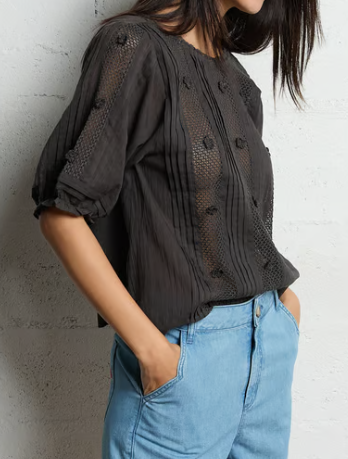 BLOUSE BRODEE VINTAGE IDA-BEVERLY BITUME