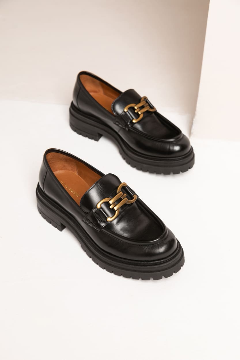MOCASSINS NAOMY CUIR GLACE NOIR