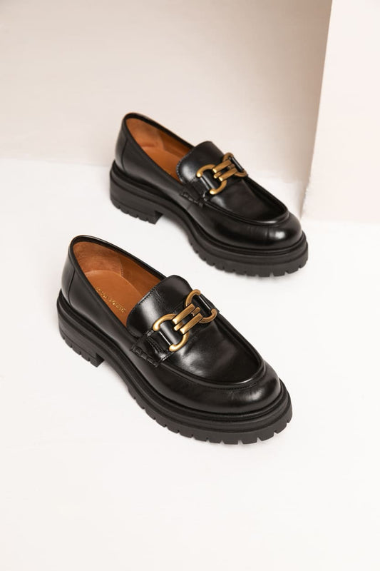 MOCASSINS NAOMY CUIR GLACE NOIR