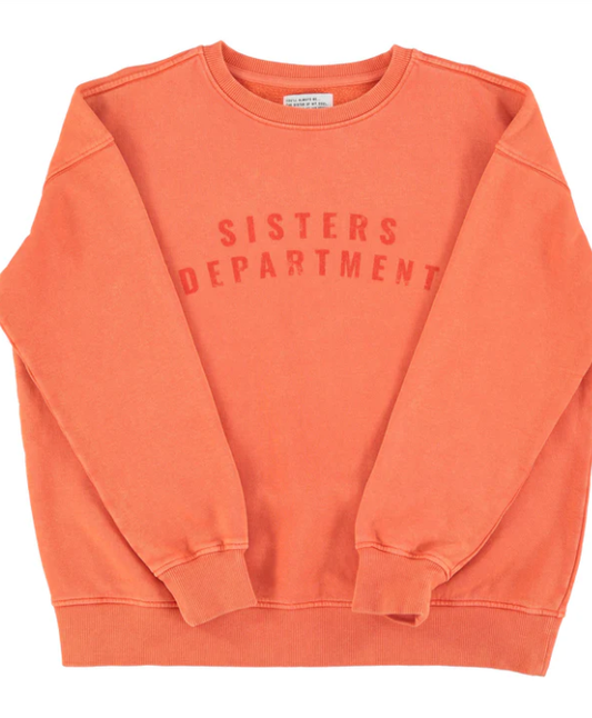 Sweatshirt | Orange w/ "sisters department" print