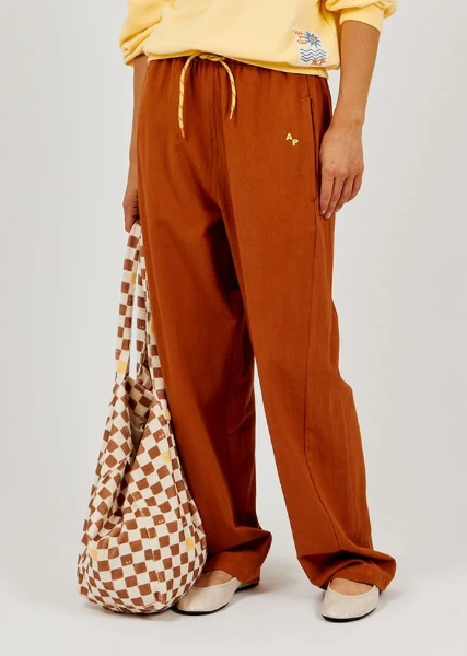 PANTALON FEMME COTON RUSTIQUE MARRON