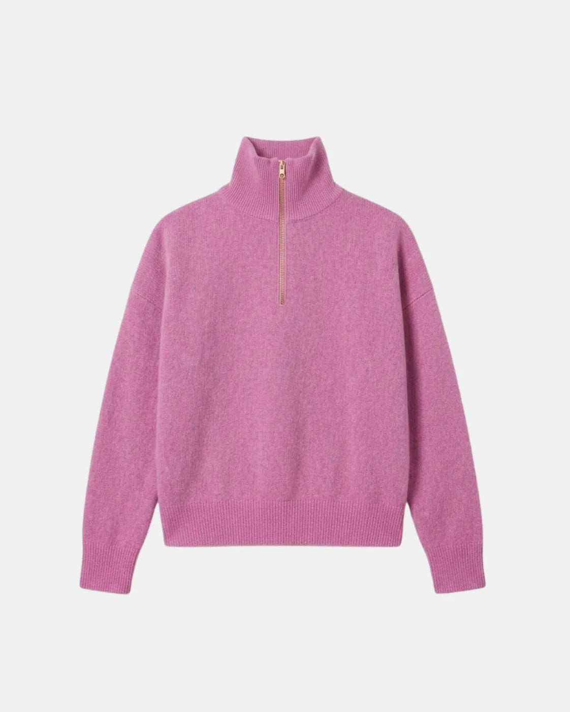 PULL TSOLINE COL ZIPPE ROSE FONDANT