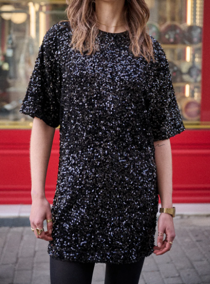 ROBE RALLY SEQUINS NOIR