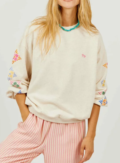 SWEAT FEMME BRODERIES SABLE CHINE