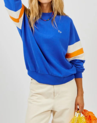 SWEAT FEMME A BANDES COBALT