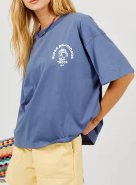 T SHIRT FEMME SUPER TACOS BLEU NUIT