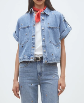 VESTE MANCHE COURTE LORD 66-JEANS CLAIR