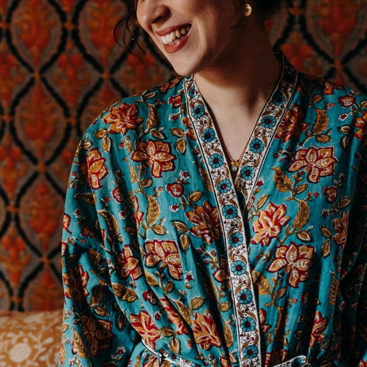 Kimono coton Rang - Couleur : Rang Bleu multi