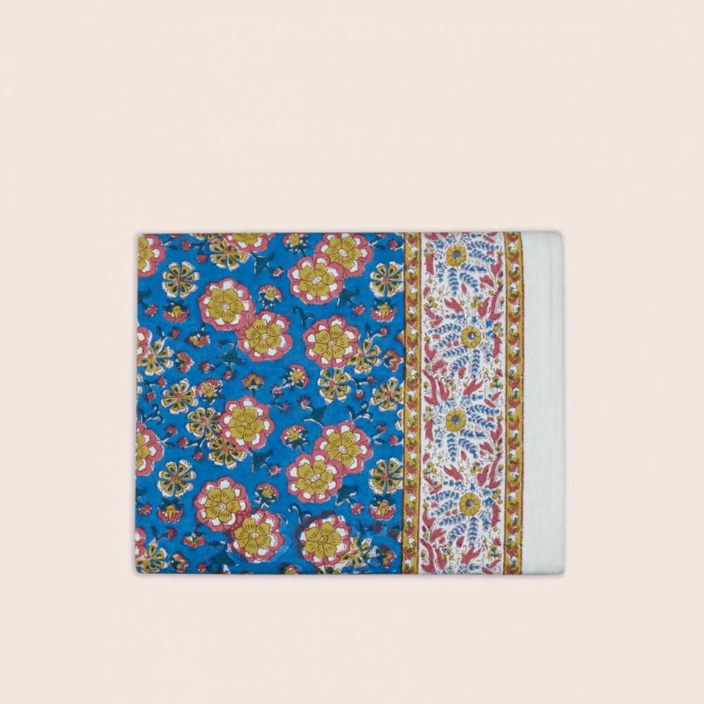 Nappe coton Dalia - Couleur : Dalia Bleu- Taille : 140x235 cm