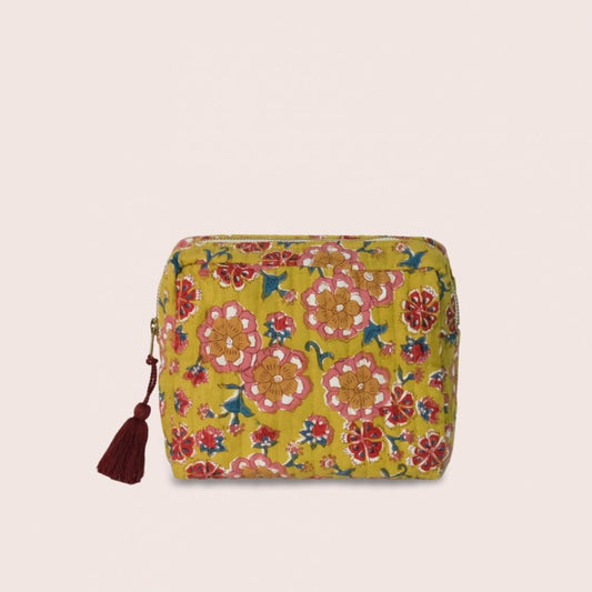 Trousse matelassée Dalia - Couleur : Dalia Moutarde- Taille : 20x14x7,5 cm