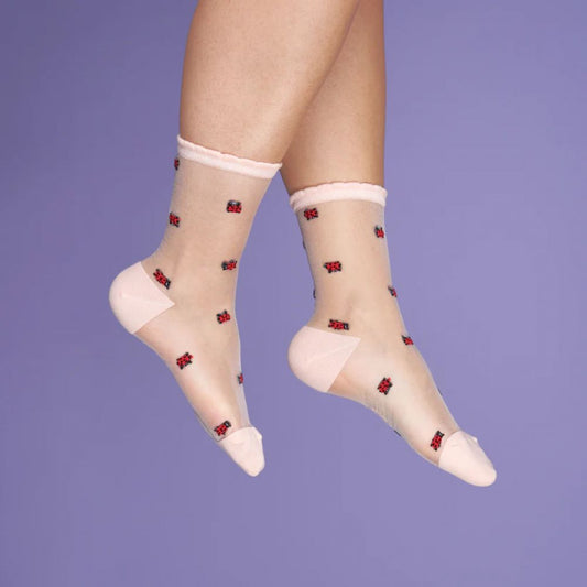 Chaussettes transparentes coccinelle