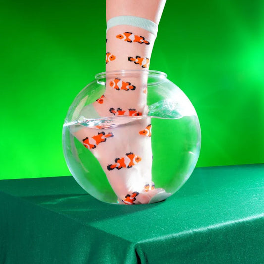 Chaussettes transparentes poisson clown