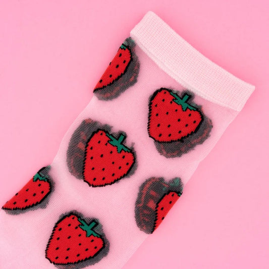 Chaussettes transparentes fraise