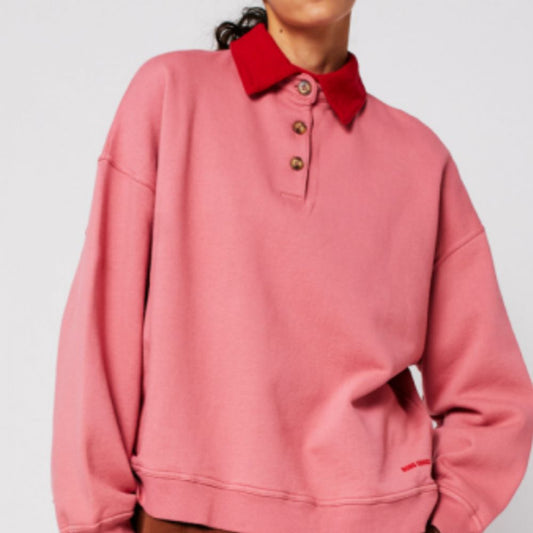 Colour block polo oversize sweatshirt PINK B225AD02