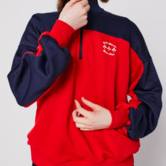 Half zip color block sweatshirt RED B225AD021