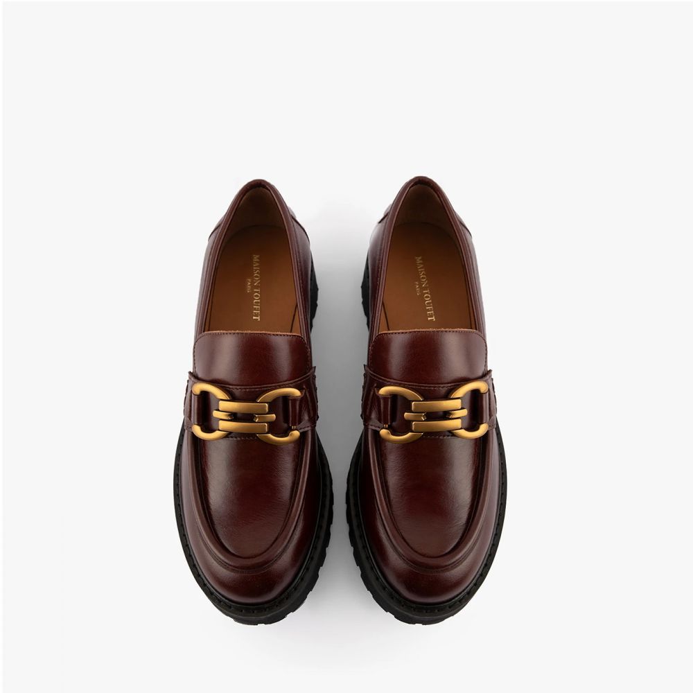 MOCASSINS NAOMY CUIR GLACE WHISKY