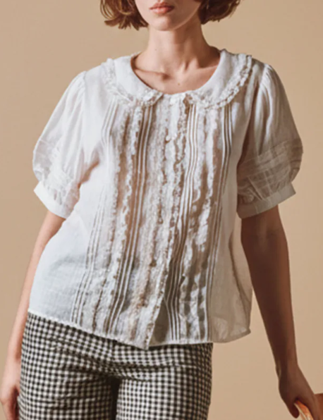 BLOUSE VINTAGE DENTELLE IDA-DAVINA CREME