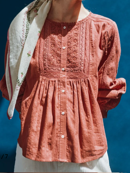 BLOUSE DENTELLE IDA-CAITLYN  BRIQUE