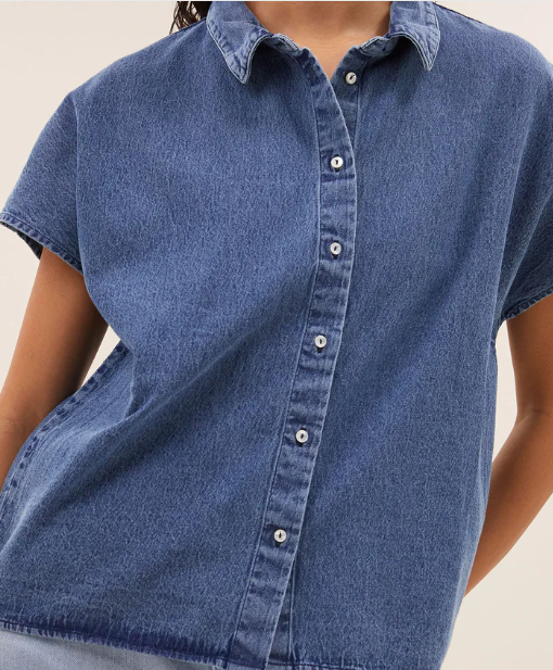 KARLY DENIM BLOUSE 1602 / MEDIUM DENIM