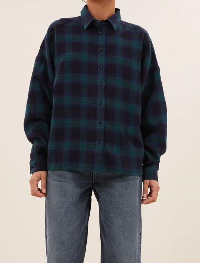 BLOUSE JADA CHECK 499 BOTTLE GREEN