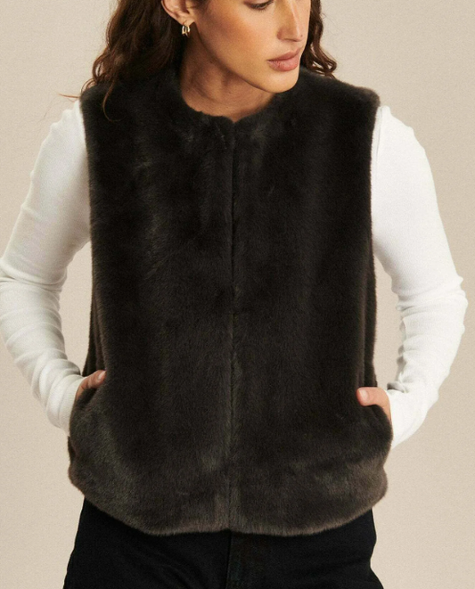 GILET SS MANCHES BACI MINK CARBONE