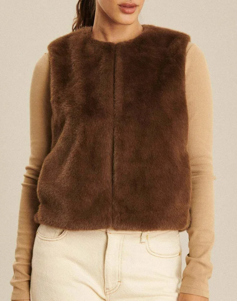 GILET SS MANCHES BACI MINK MACCHIATO