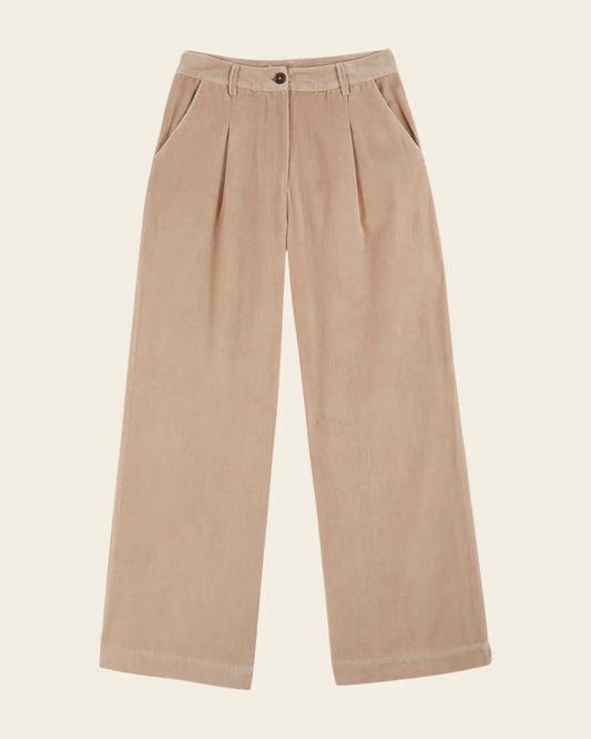 PANTALON LARGE VELOURS IDA-CAROUB  SABLE