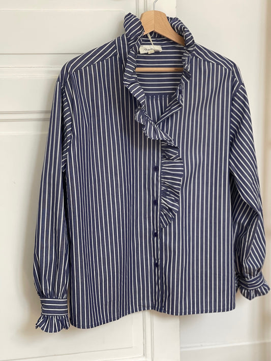 CHEMISE 521008 RAYEE BLEU/BLANC