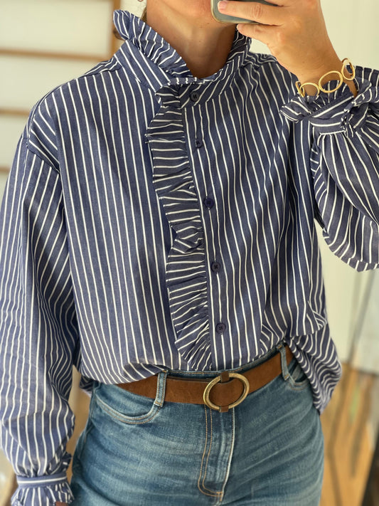 CHEMISE 521008 RAYEE BLEU/BLANC