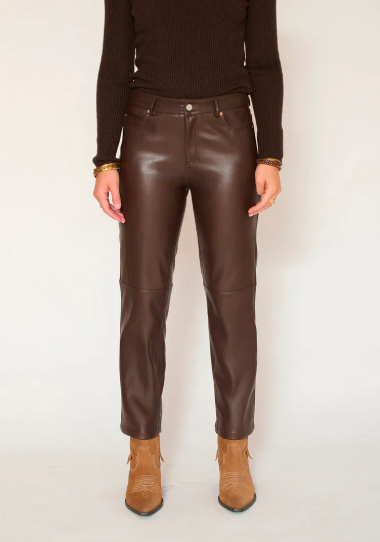 PANTALON THE LINDA LEATHER BROWN