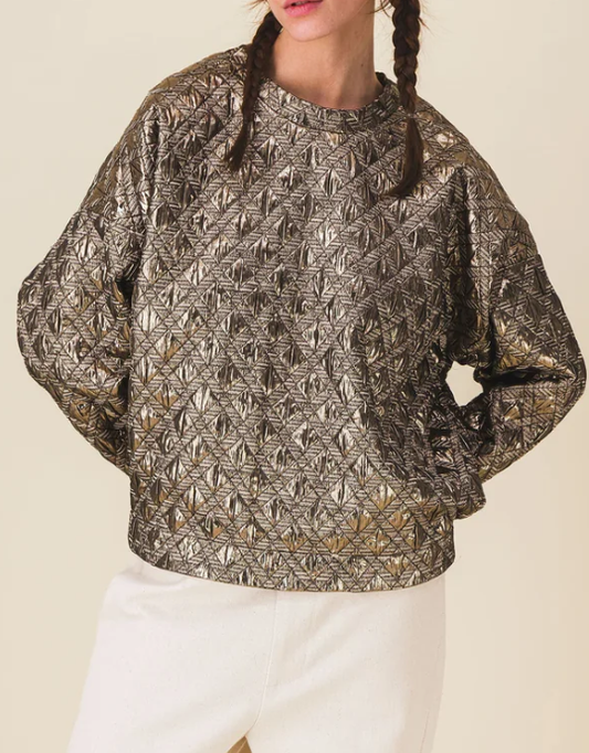PULL NORMA JACQUARD METALLISE LOSANGE BRONZE