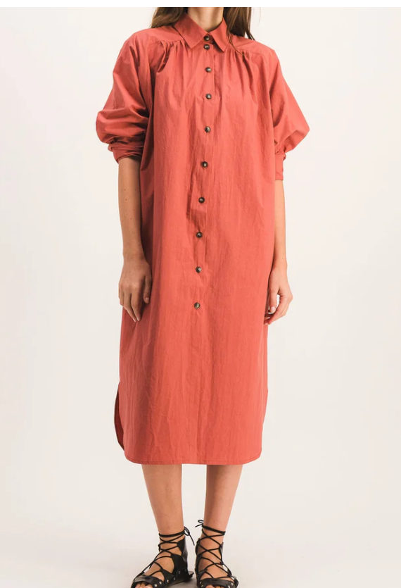 ROBE CHEMISE MAHAUT POP BRIQUE